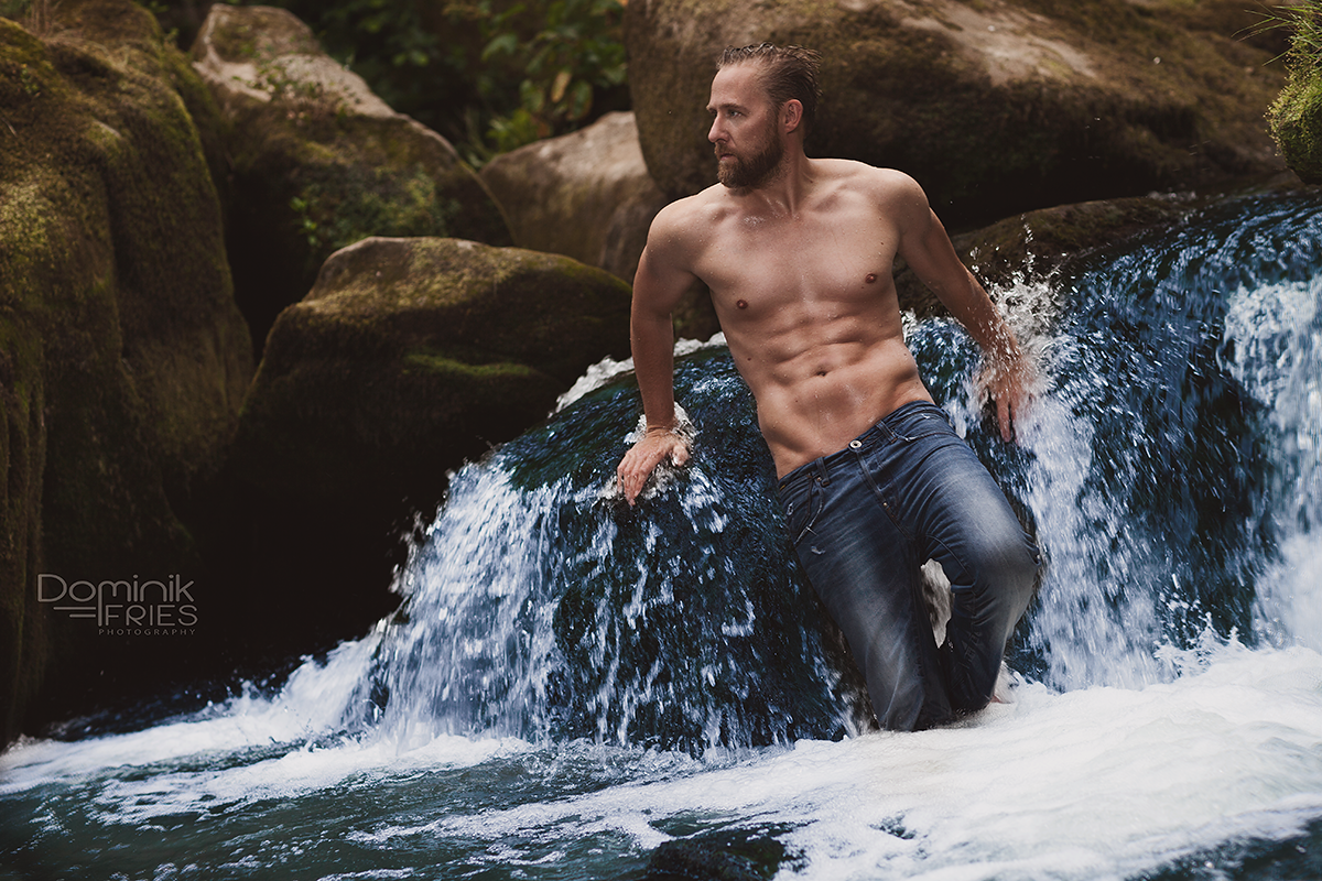 Dirk posing at a waterfall near Trier
